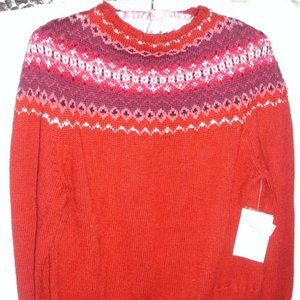 Susan Bristol Vintage Designer Cotton Ski Knit Holiday Petite Red Sweater Size: